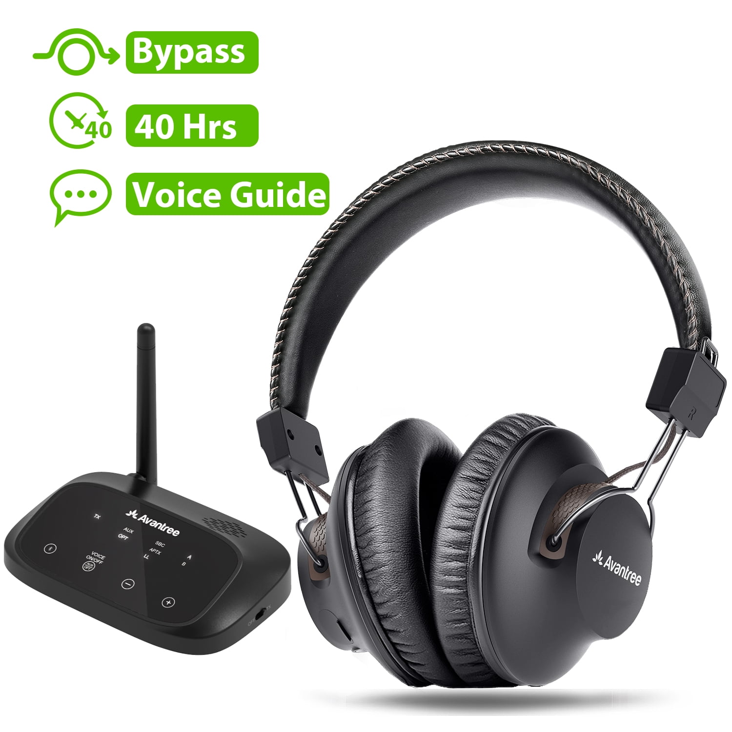 Avantree HT5009 - 40H Wireless Headphones for TV Watching with Soundbar Passthrough & Volume for - Walmart.com