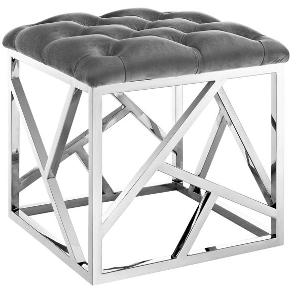 Modway Intersperse Ottoman in Silver Gray