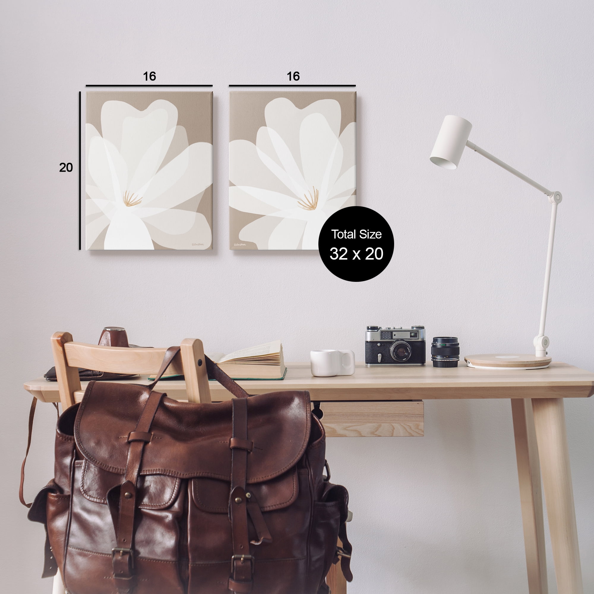 Stupell Industries White Boho Flowers Botanical & Floral Painting Gallery Wrapped Canvas Art Print Wall Art, 16 x 20, Set of 2