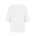 thumbnail image 6 of cfhntfmh Linen Shirts for Women Cotton Soft Crewneck Pleated Casual Tops Summer Loose Half Sleeve Basic T-Shirts, 6 of 6