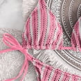 thumbnail image 6 of Hduncf Women's 3 Piece Swimsuit Set Boho Bikini Set Textured Hollow Out Halter Triangle Bathing Suit with Cover Up Shorts Pink M, 6 of 7
