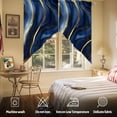 thumbnail image 4 of Swag Curtains Valances for Windows, Dark Blue Abstract Marble Texture Short Kitchen Window Curtains Over Sink, Gold Fluid Art Lines Cafe Curtains Panel Set Of 2,Rod Pocket, 36 Inches Length, 4 of 8