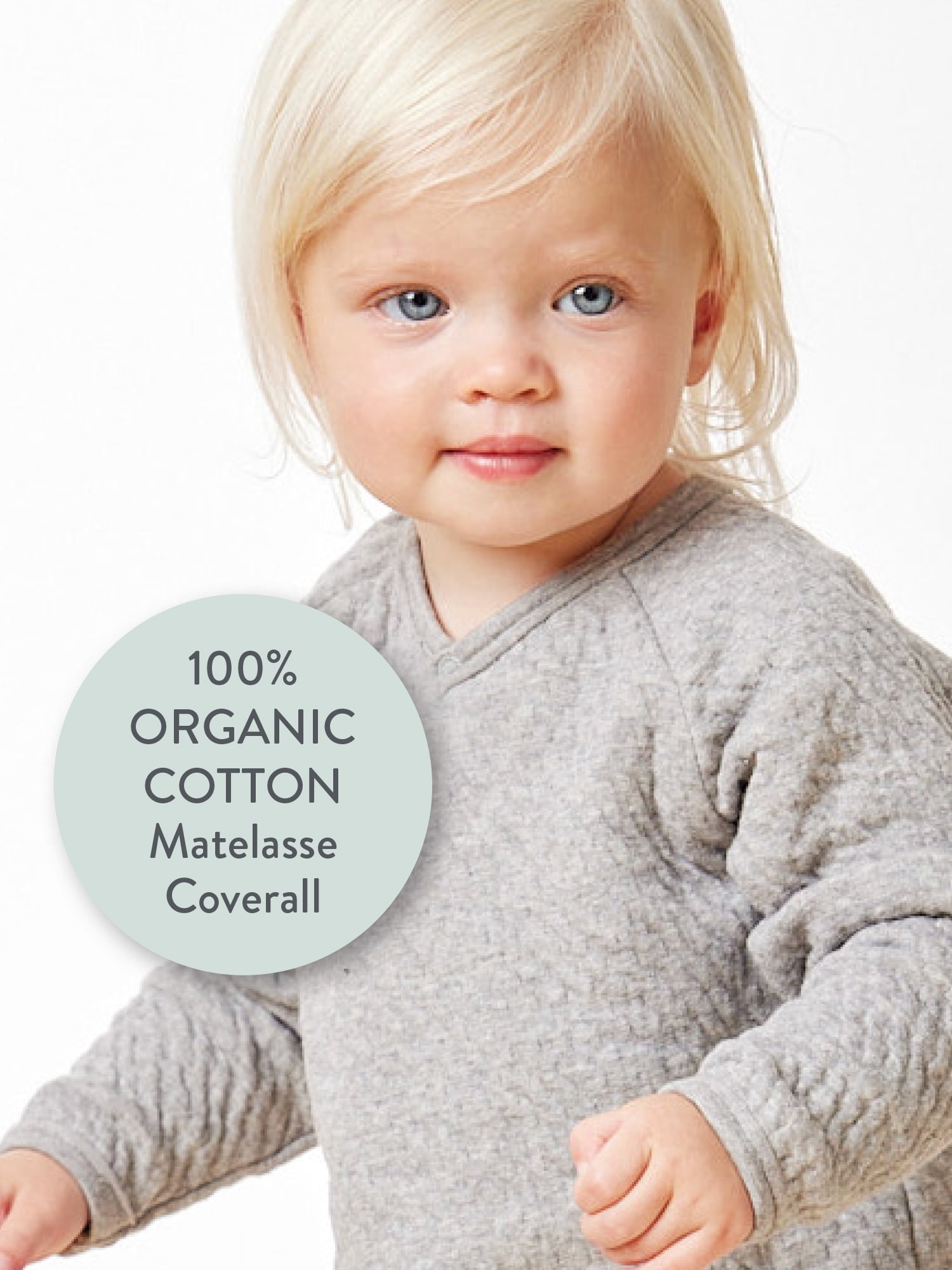 Honest Baby Clothing Baby Boy or Girl Gender Neutral Organic Cotton Center Front Snap Matelasse Coverall, Preemie-24 Months