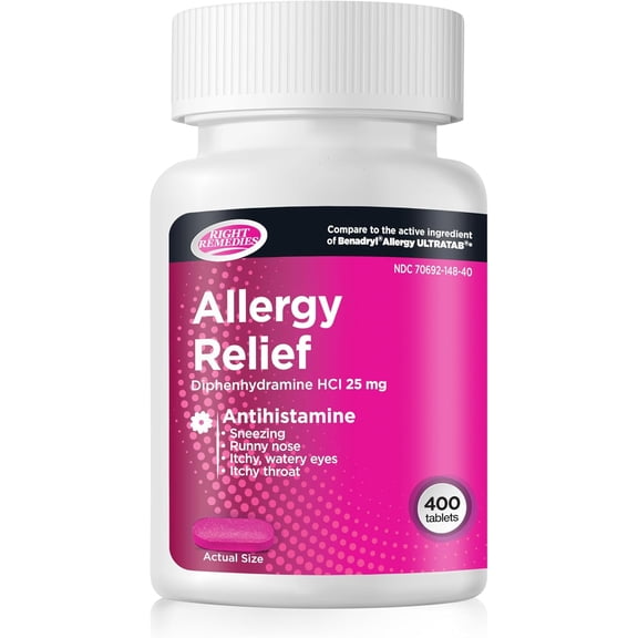 Right Remedies Allergy Relief (Diphenhydramine HCl 25mg) (400 Tablets)