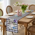 thumbnail image 4 of Easter Table Runner 72 Inches Long for Kitchen Dining, Spring Bunny Botanical Blooms Flowers Black Plaid Dresser Scarf Farmhouse, Dining Table Decorations for Wedding/Parties, 16 x 72 In, 4 of 8