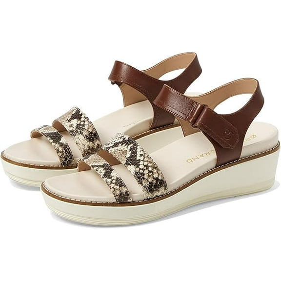 Cole Haan Women's Originalgrand Peyton Flatform Flat Sandal, Dark Cuo Sanddollar Snake Print, 9