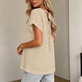 thumbnail image 5 of cfhntfmh Womens Summer V Neck Tops Short Sleeve Sweaters Knit Casual Plus Size Shirts Hollow out Lace Back with Drawstring Trendy Boho Tops, 5 of 7