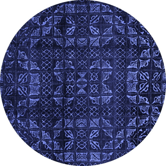 Ahgly Company Indoor Round Abstract Blue Modern Area Rugs, 3' Round