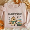 thumbnail image 2 of Embroidered How Many Nights A Week? 6-7 Reading Sweatshirt, Teacher Crewneck, Classroom Humor, Reader Gift, Christmas Gift, 2 of 5