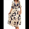 thumbnail image 3 of Vestidos de Verano para Mujer 2025, Informales, con Mangas Abullonadas, Cuello en V, Florales, Estilo Bohemio, Vestido . Albaricoque M, 3 of 10