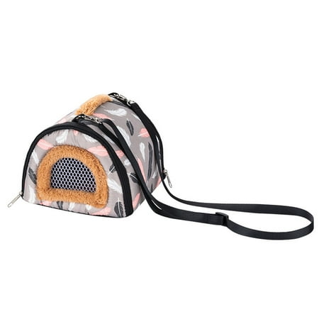 Purrfect Pet Nest Large Space Detachable Strap Top Handle Bite Resistant Printed Keep Warm Breathable Cherry Print Hamster Bag for Winter