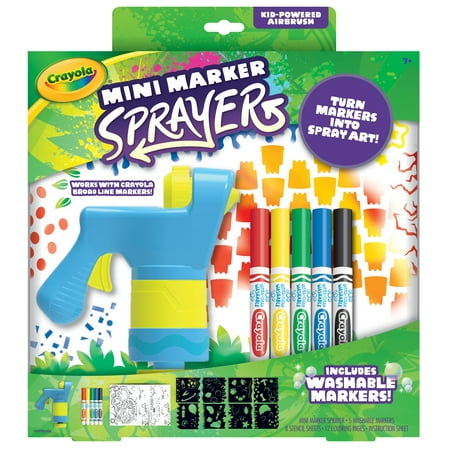 Crayola Mini Marker Sprayer, Washable Art Markers, Holiday Toys for Kids, Beginner Unisex Child