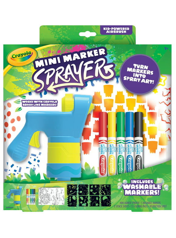Crayola Mini Marker Sprayer, Washable Art Markers, Art Toys for Kids, Beginner Unisex Child