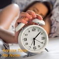 thumbnail image 2 of Double Bell Alarm Clock With Night Light, Retro Bell Alarm Clock, Loud Alarm, Quartz Drive, No Ticking Noiseless, Large Dial Of 4 Inches - White, 2 of 6