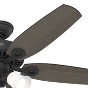 Hunter 52 inch Indoor Ceiling Fan with LED Lights - Black Ceiling Fan with Pull Chain, For Bedroom or Living Room, Standard Mount, No Remote, 5 Blades, Includes Bulbs- Builder Plus 52387, Matte Black