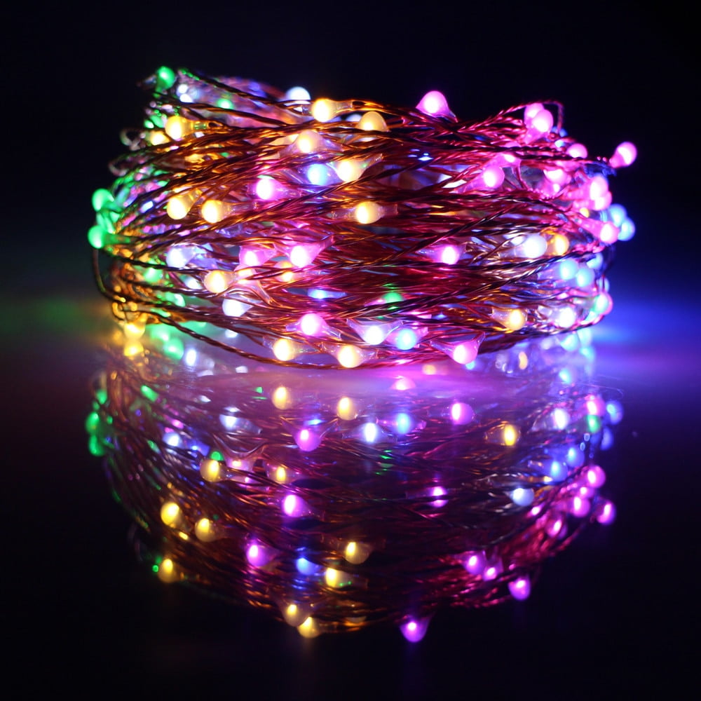 Moobibear 16.5ft 50 LEDs Outdoor/Indoor Copper Wire RGB String Lights Waterproof Battery Operated Starry Lights with Remote Control for Patio Party Christmas LED Decorative Fairy String Light 