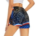 thumbnail image 2 of Uemuo Fireworks Pattern Women's Athletic Shorts High Waisted Running Shorts with Liner Pockets Gym Elastic Workout Shorts-Small, 2 of 9