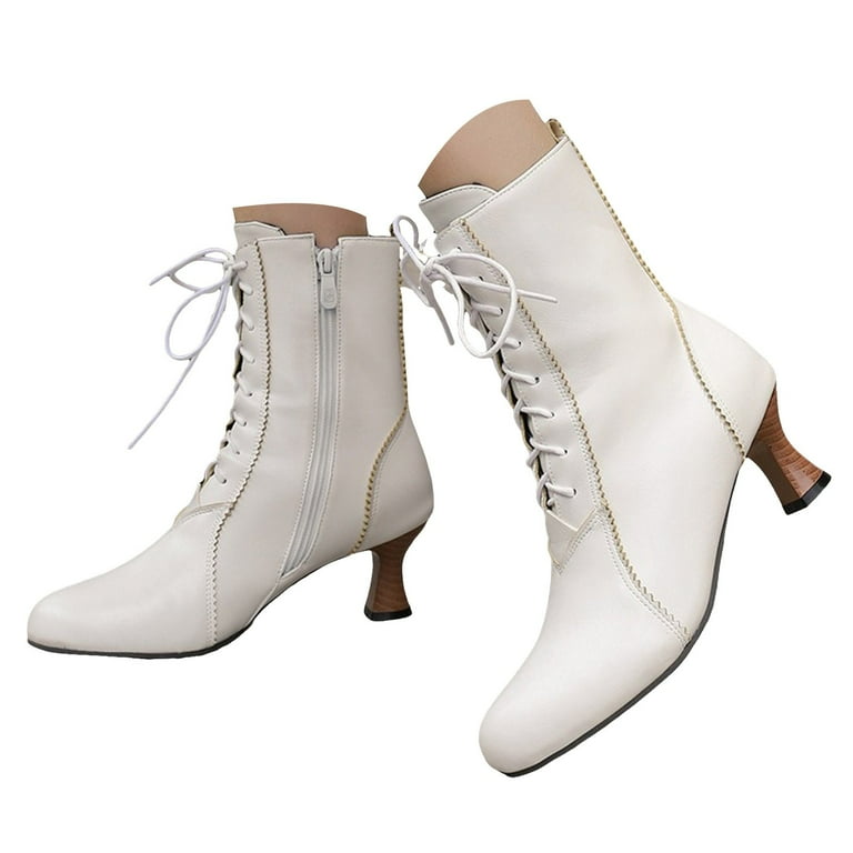 eileial Vintage Victorian Boots for Women Kitten Heel Ankle Boots