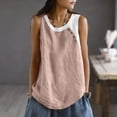thumbnail image 5 of Aboser Retro Tank Tops for Women Plus Size Casual Sleeveless T Shirts Breathable Cotton Linen Shirt Loose Color Block Blouses Comfy Round Neck Tee Top, 5 of 7