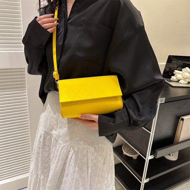 Bolsa De Hombro Bolso bandolera para mujer Bolso bandolera de cuero PU con solapa Bolso bandolera elegante (Amarillo) Ndcxsfigh Para Estrenar