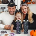 thumbnail image 2 of Halloween Gifts for Women Men, Black Spooky Tumbler 40 Oz With Handle and Straw, Neon Halloween Item Stainless Steel Vacuum Insulated Cup, Funny Halloween Decorations Gifts, 2 of 5