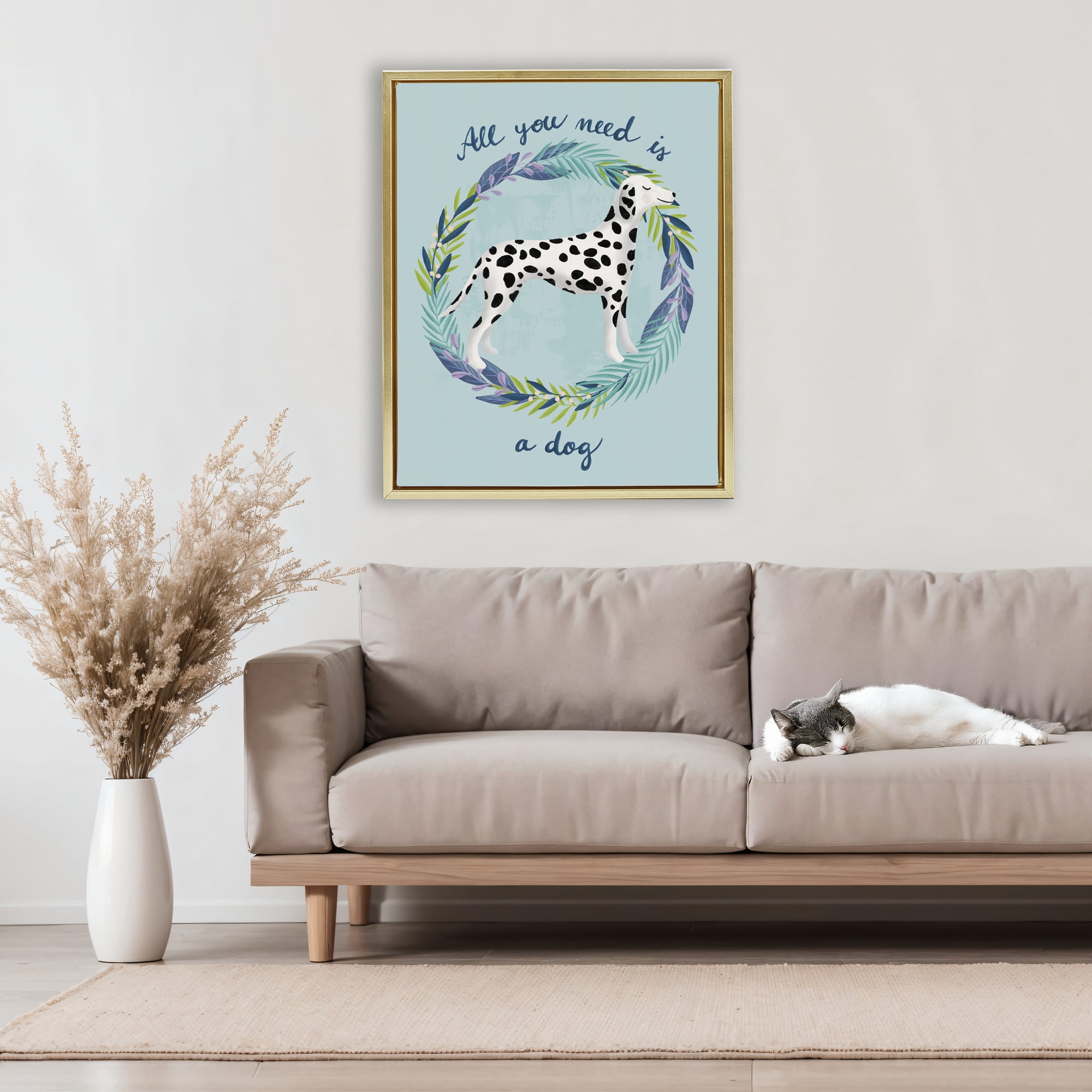 Stupell Industries All You Need Is A Dog Gold Framed Floater Canvas Wall Art, design by Metka Hiti