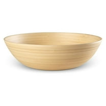 Bamboo Salad Bowl 12 Inch - Large Wooden Fruit Bowl 130oz for Kitchen Counter, Natural Serving Bowl for Parties & Home Decor
