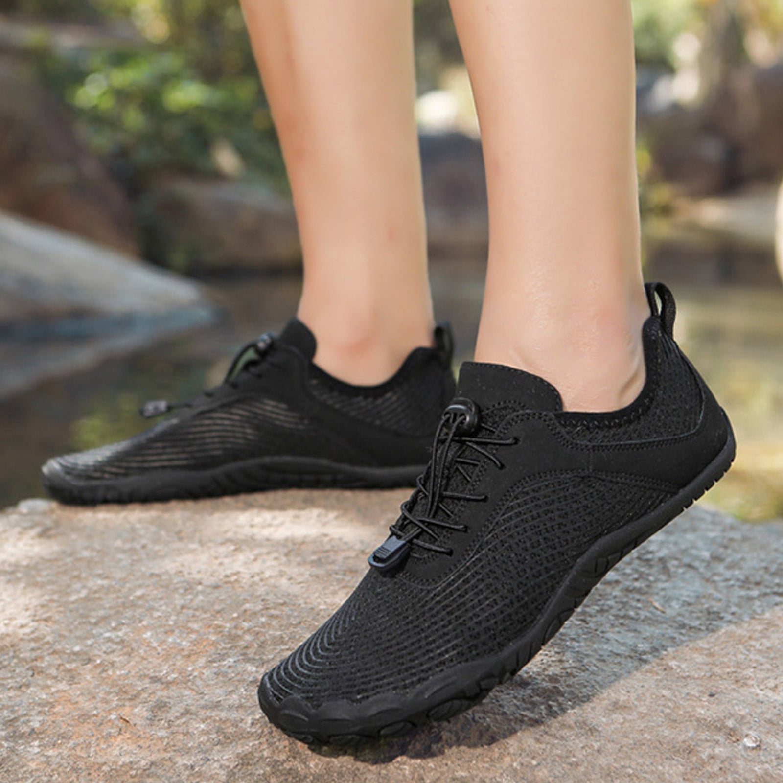 Mepaouo Women Men Water Shoes Quick Dry Barefoot Aqua Sport Hiking Diving Walking Shoes(Black,7.5)