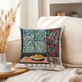 thumbnail image 3 of Ethan Taylor Food and Kitchen Throw Pillow Soft Cushion Cover 'Henri Matisse Interior with Egyptian Curtain Food' Bohemian Pattern Decorative Square Accent Pillow Case, 16x16 Inches, Green, Orange, 3 of 5