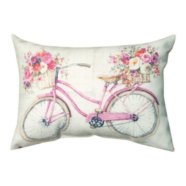 Obviously Pink Bicycle Poly Fiber Pillow With Multi Finish SHOPB
