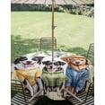 thumbnail image 3 of Outdoor Tablecloth with Umbrella Hole Zipper Spring Dog Round Tablecloth 60" Waterproof Outside Table Cloth Sunflower Daisy Botanical Yellow Ombre Patio Table Cover Tablecloths for Picnic Party, 3 of 8