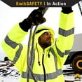 thumbnail image 6 of KwikSafety (Charlotte, NC) PATROL Safety Jacket (NO FUZZ Balls) Class 3 Hi Visibility Water Resistant ANSI OSHA High Vis Reflective Hoodie Winter Lightweight Construction Gear Men | Yellow Small, 6 of 6