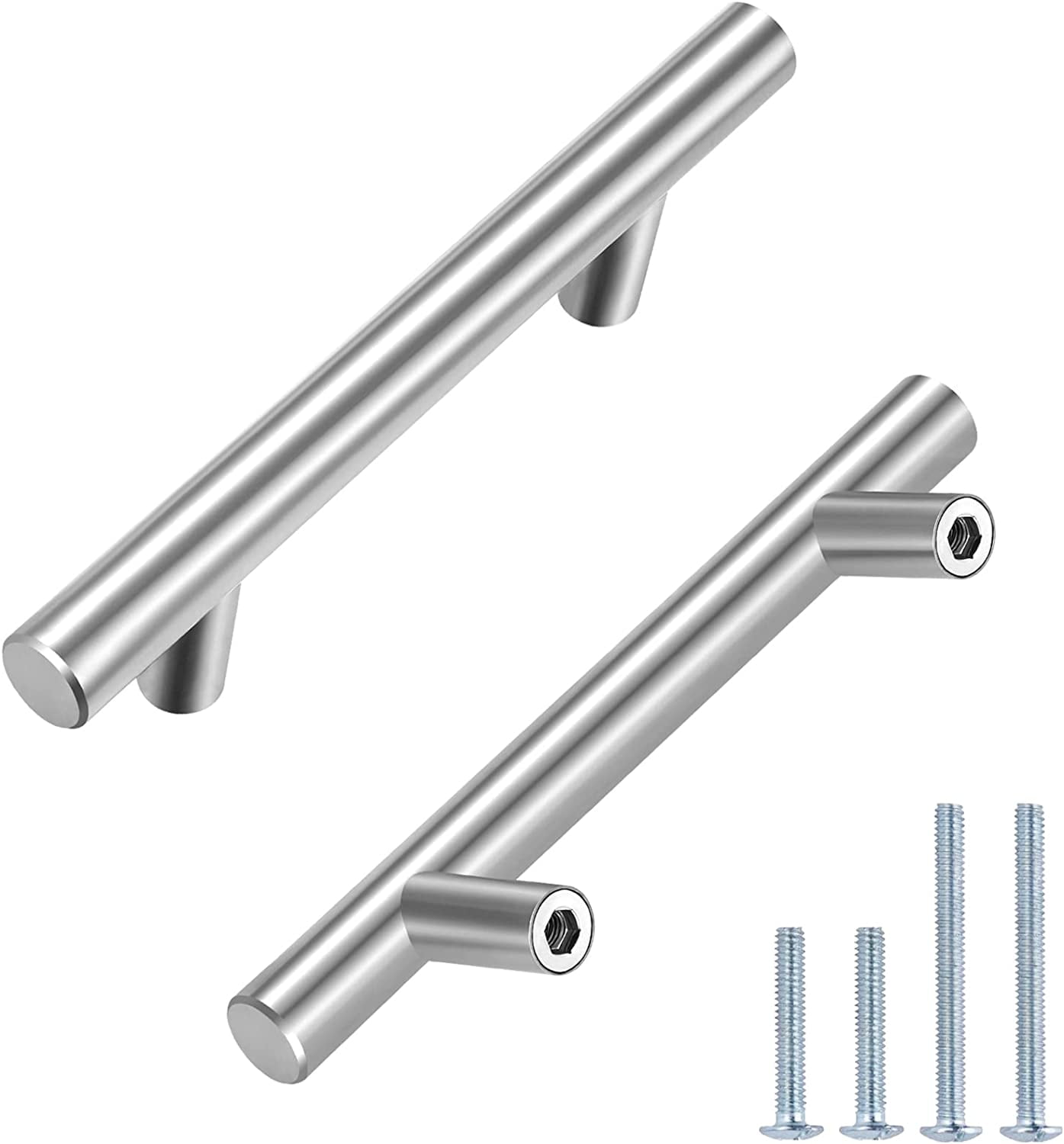 10 Pack 6 inch Silvery Drawer Pulls 3.75 inch Hole Center Stainless
