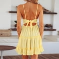 thumbnail image 3 of Eashery Polka Dot Dress For Women Summer Women Short Sleeve Print Dress V Neck Casual Short Dresses Yellow L, 3 of 5