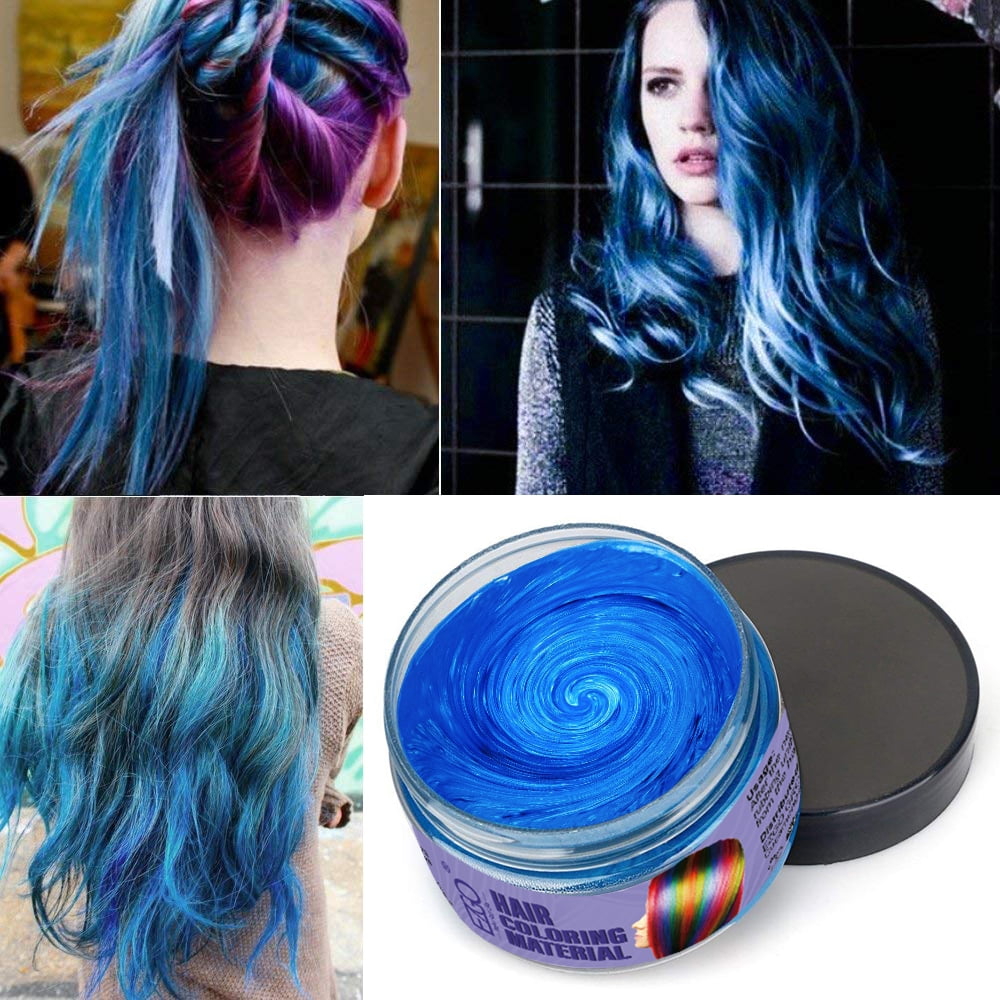 EZGO Hair Wax Temporary Hair Coloring Styling Cream Mud Dye- Blue ...