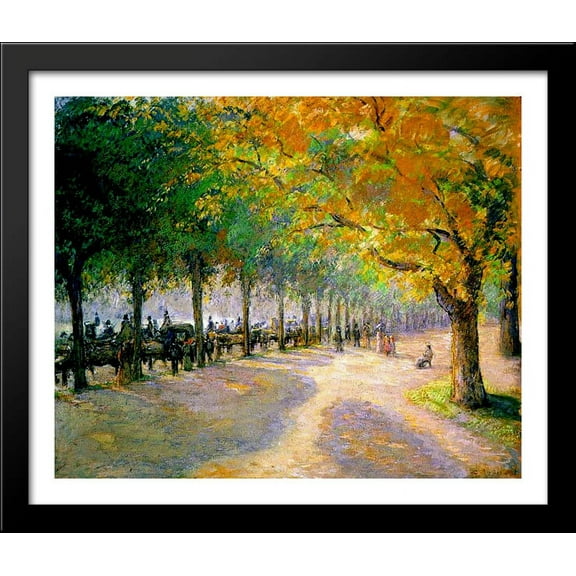Hyde Park, London 34x28 Large Black Wood Framed Print Art by Camille Pissarro