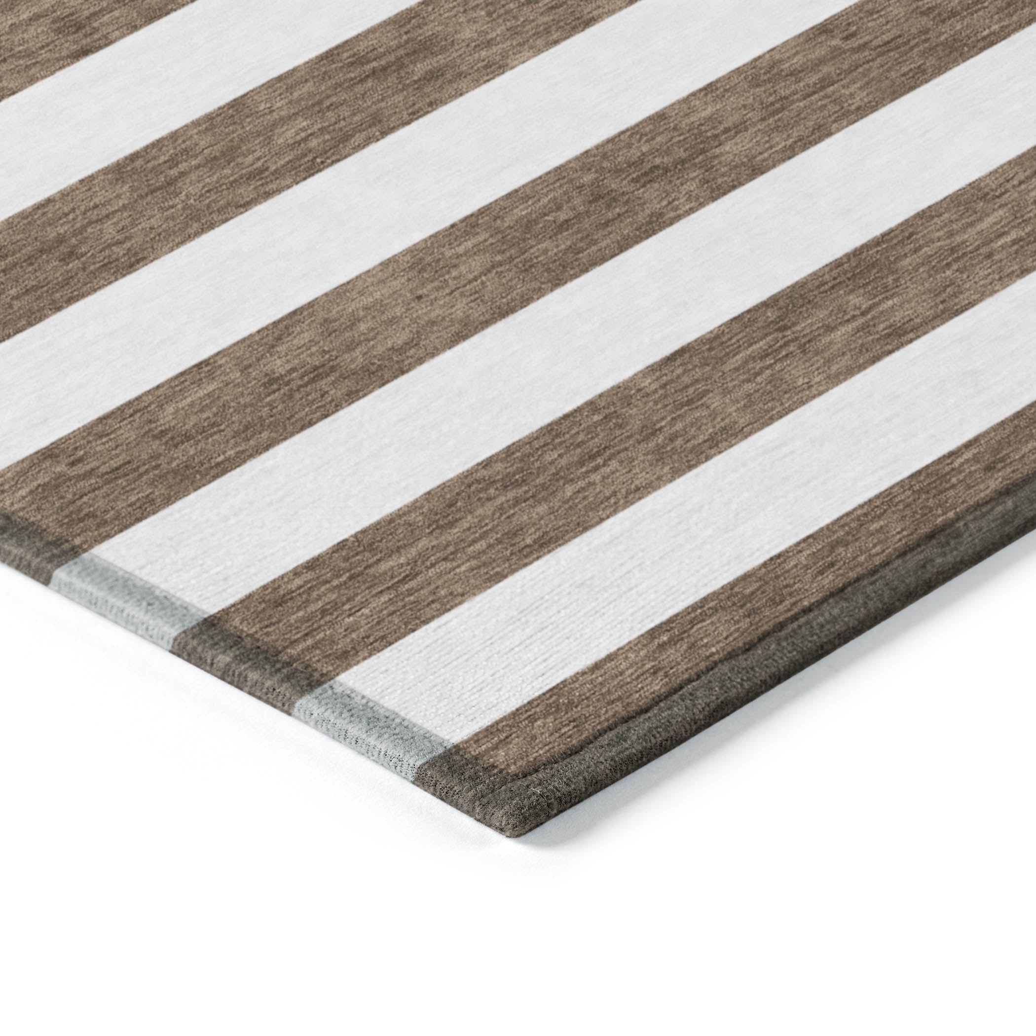 Addison Rugs Chantille Indoor/Outdoor Transitional Stripes Chocolate Washable Rectangle Rug, 3' x 5'