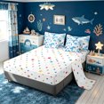thumbnail image 4 of meiyoeat Cute Ocean Jellyfish Star Whale Twin Bedding for Boys Girls, Kawaii Marine Wildlife Bedding Comforter Set, Blue White, Polkadot Reversible, 7-Piece, 4 of 6