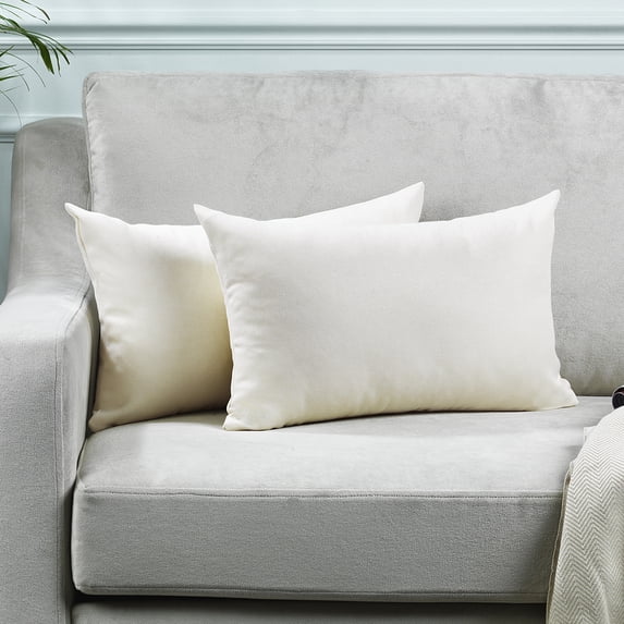 3S Brother's Solid Cushion Cover Super Soft & Cozy Home Décor Throw Pillow Case for Chair Couch Bedroom & Livingroom Décor Pillowcase with Invisible Zipper Set of 2 Pieces - Cream 12"x20" Each