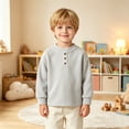 thumbnail image 2 of Bobifish Newborn Boys Long Sleeve Crewneck T‑Shirt Henley Button Placket Fleece Top, 2 of 5