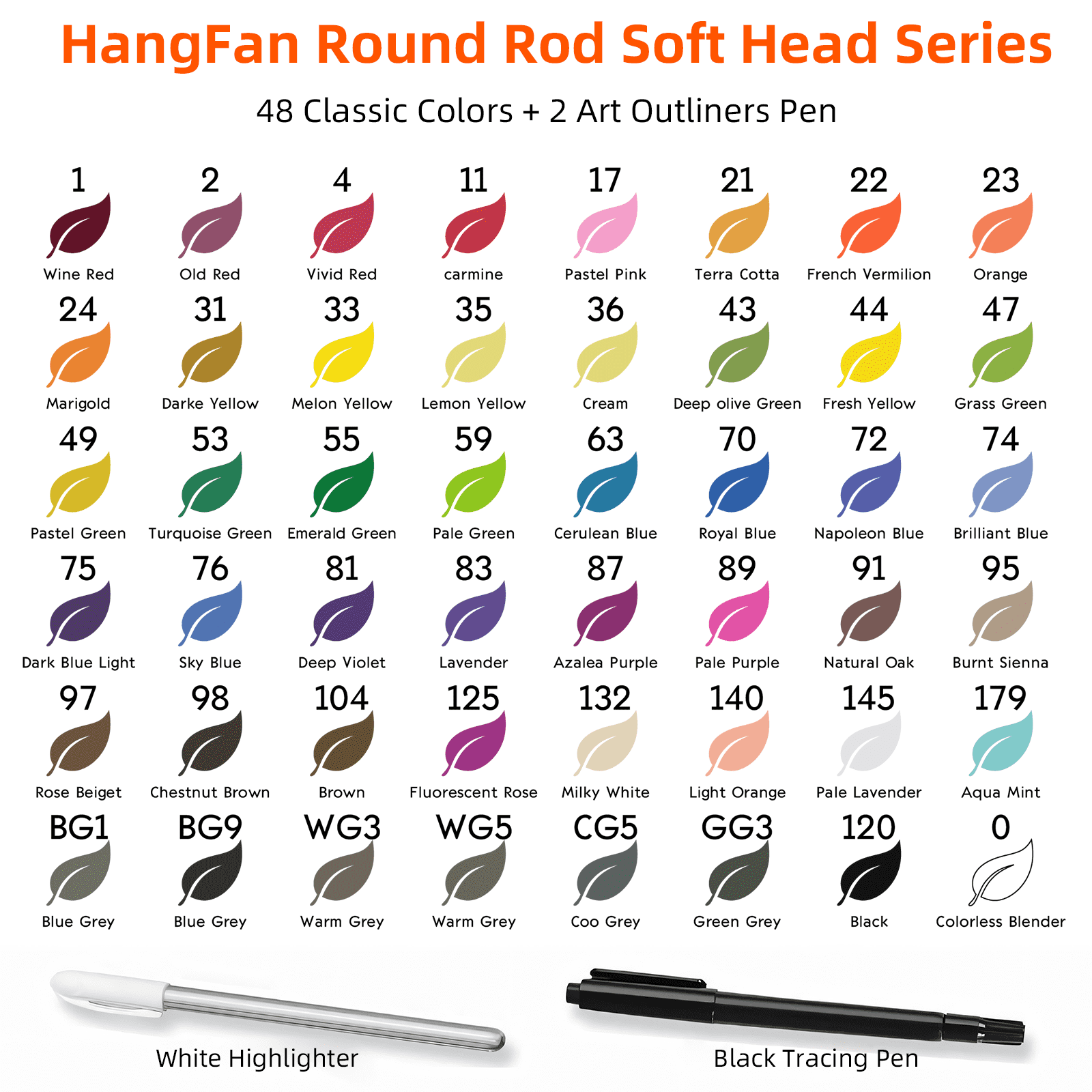 Hangfan alcohol marker pen, 48 color double pointed art coloring marker pen set, suitable for teenagers, adults, books, sketches, paintings, brushes and chisels, non bleeding permanent art markers