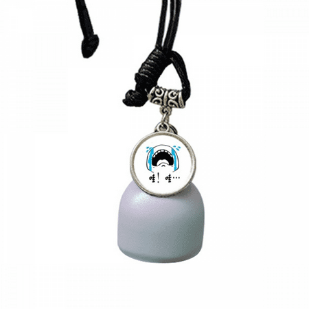 Cry Aloud Black Cute Chat Face Cartoon Wind Chimes Bell Car Pendant