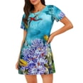 thumbnail image 1 of Fotbe Corals and Tropical Fish Bata de Dormir para Mujer con Estampado, Camisón de Algodón de Manga Corta, Ropa de Dormir Casual, 1 of 6