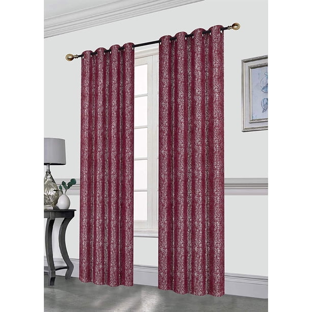 Sabrina 52X84 Grommet Curtain Panel, Decorative Silver Foil Print Room