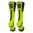 thumbnail image 1 of Player Id Black/Electric Green Number Crew Socks (#58, Medium) - #58,Medium, 1 of 2