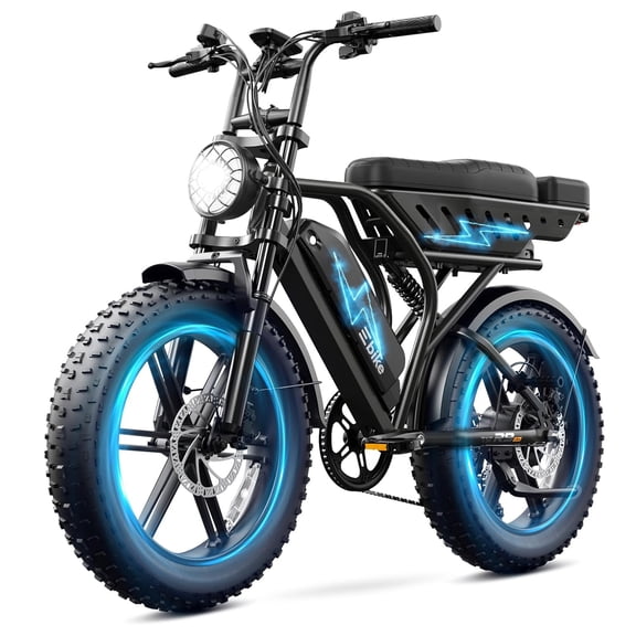 Electric Bike for Adults (Age 18 ), 20"x4.0 Fat Tire E-Mountain Bike, 749W Motor, 2*48V 15Ah Battery, 27.9 MPH, 130 Miles Range, UL2849