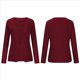 thumbnail image 3 of Camiseta de Mujer con Encaje de Piña y Costuras, Color Liso, Larga, Cuello Redondo, Informal. Vino Tinto L, 3 of 6