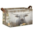 thumbnail image 2 of Ryvnso Highland Cattle on Wood Storage Bins Large Basket Foldable Cube Toys Organizer with Handles 2 PCs, 2 of 8