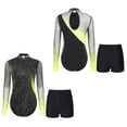 thumbnail image 3 of iiniim Womens Gymnastics Leotard Long Sleeve Bodysuit with Shorts Set Ballet Dance Skating Outfits Yellow XXL, 3 of 7