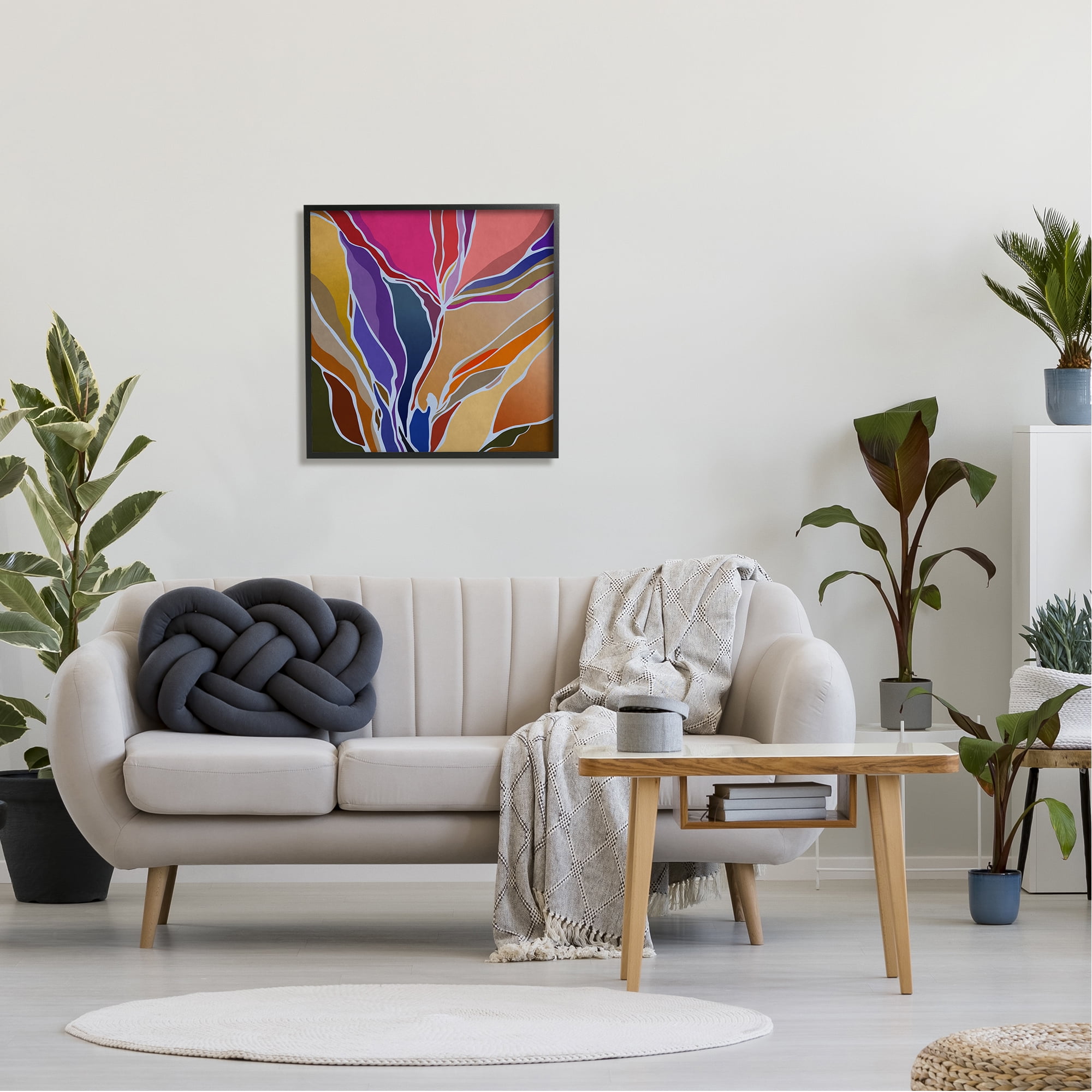 Stupell Industries Abstract Botanical Composition Abstract Painting Black Framed Art Print Wall Art, 24 x 24